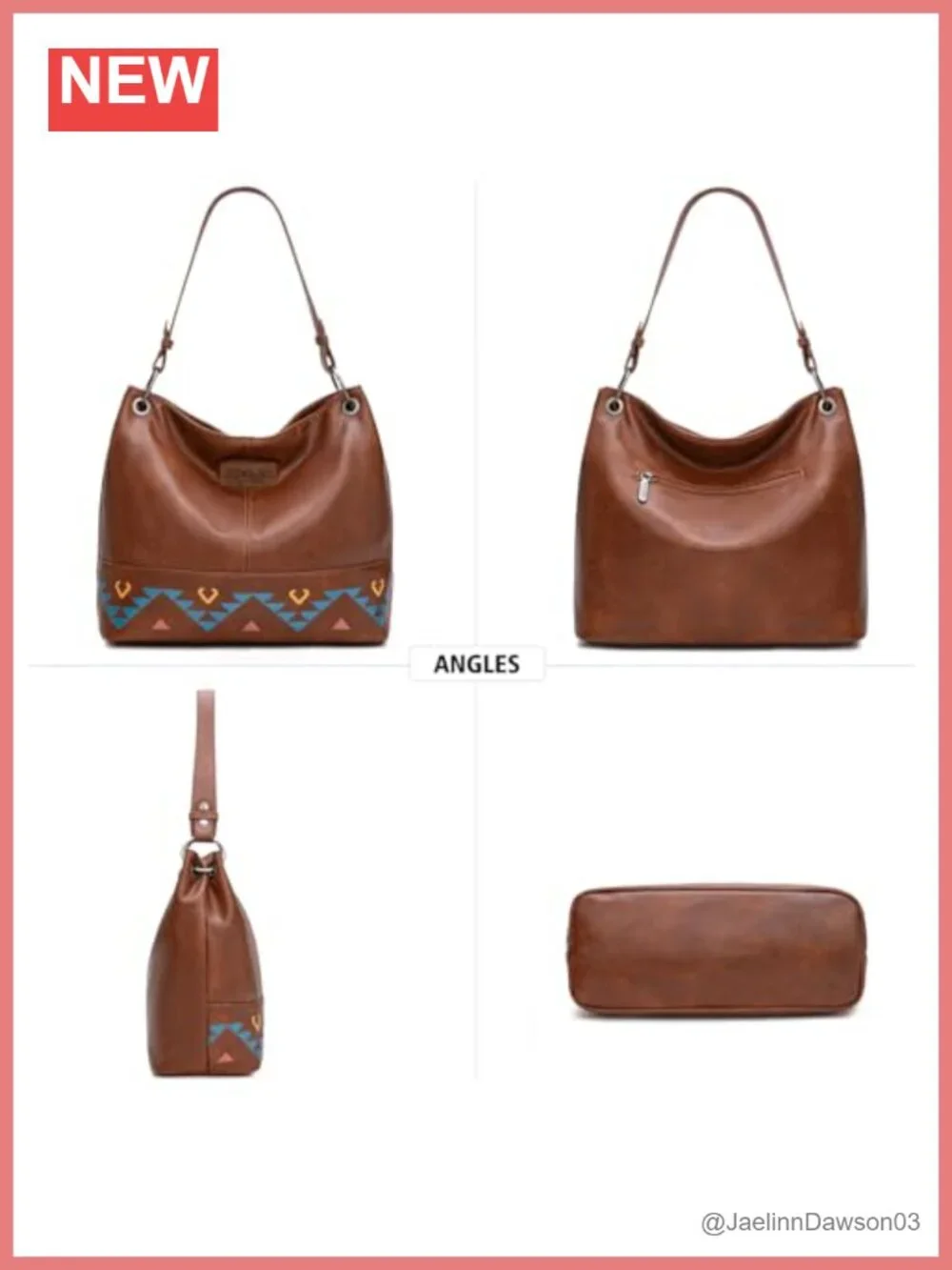 Hobo Bag for Women Vegan Leather Aztec Top Handle Shoulder Purse